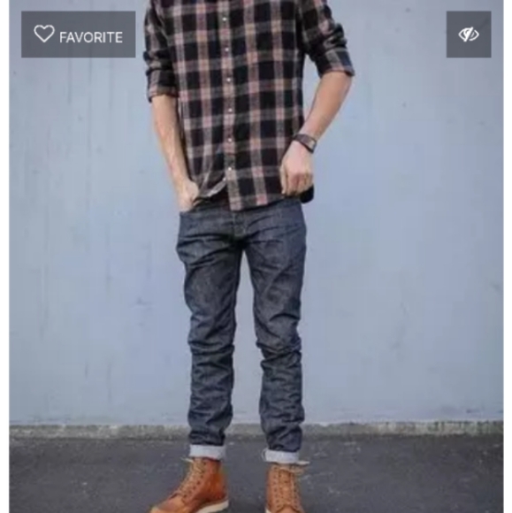 Calvin Klein Jeans Flanel Plaid Curved Hem Shirt. - Picture 7 of 11